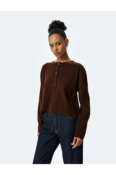 Koton Πλεκτή ζακέτα με μακρυμάνικο λαιμόκοψη