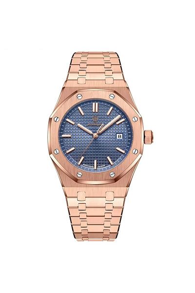 delis Men's watch Poedagar CS1864, stainless steel, rose gold, blue dial
