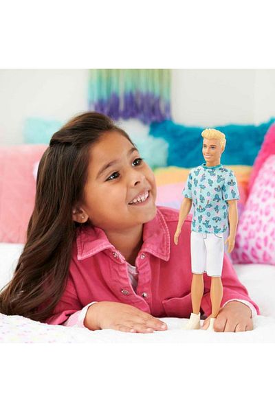 mattel Barbie Fashionistas Ken doll with blonde hair, wearing a cactus t-shirt
