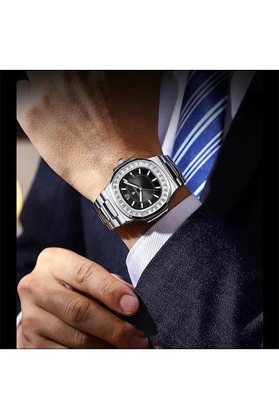 delis Men's watch Poedagar CS1846, stainless steel, rose gold, black dial