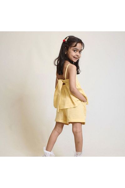 OZZY KİDS Girl's Shorts Set – Cross Stitch Embroidered Muslin Fabric