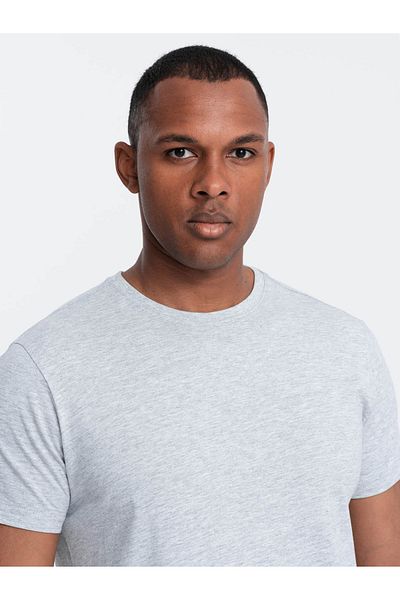 OMBRE Klassisches Herren-BASIC-T-Shirt aus Baumwolle - grau meliert V5 OM-TSBS-0146 3XL