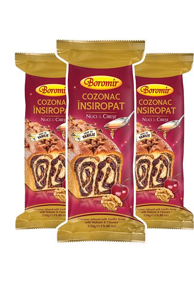 Boromir Cozonac Walnut and Cherry Syrup Cake 550g x3PCS