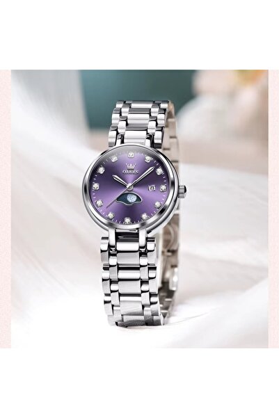delis Ceas de dama Olevs CS1950, otel inoxidabil, argintiu, cadran mov
