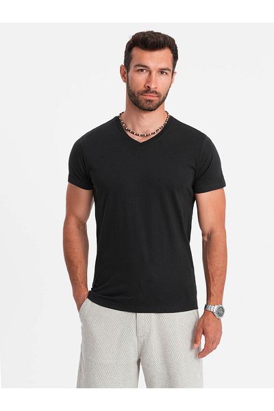 OMBRE BASIC Herren klassisches Baumwoll-T-Shirt mit Rundhalsausschnitt - schwarz V1 OM-TSBS-0145 XXL