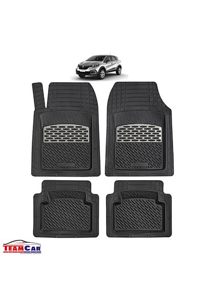TEAMCAR ® Car Mats Tray Type Compatible With Renault Captur (2013-2024) Silver