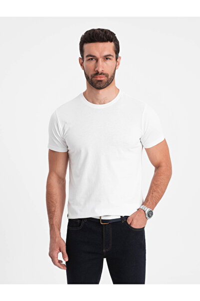 OMBRE Men's BASIC classic cotton T-shirt - white V4 OM-TSBS-0146 4XL