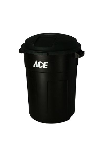 ACE Big Trash Can with Lid Black 32gal