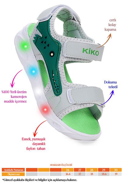 Kiko Kids Arnı Daily Lighted Velcro Boys Sandals Shoes