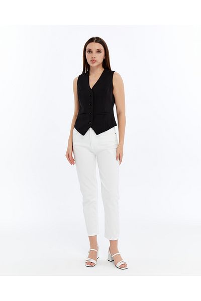 FEMİNEER.com Women's Body-Fitting Short Woven Vest