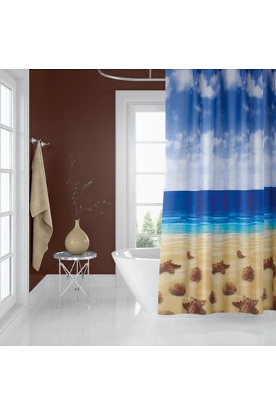 Tropikhome Shower Curtain with 12 Rings, 180x200cm, Beach