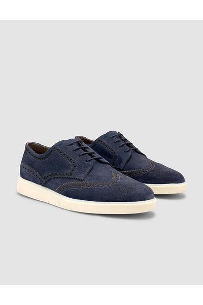 Cabani 100% Genuine Leather Suede Navy Blue Men's Casual Shoes