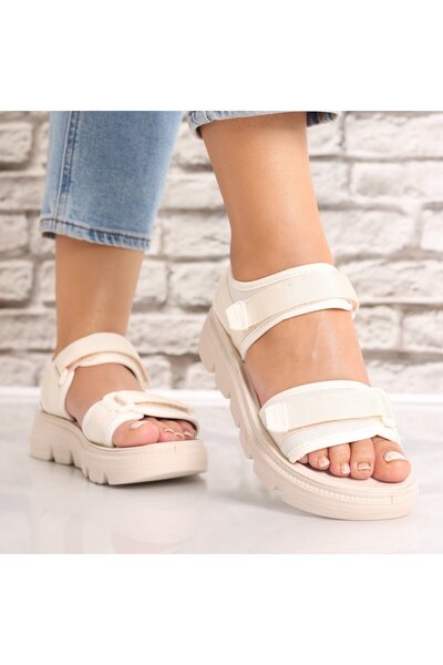 Botinelli Women's Sandal No Heel Beige from Textile Madisin, 39