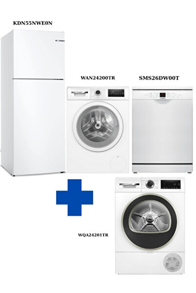 Bosch Çeyiz Seti 4 parça (KDN55NWE0N - WAN24200TR- WQA24201TR- SMS26DW00T)