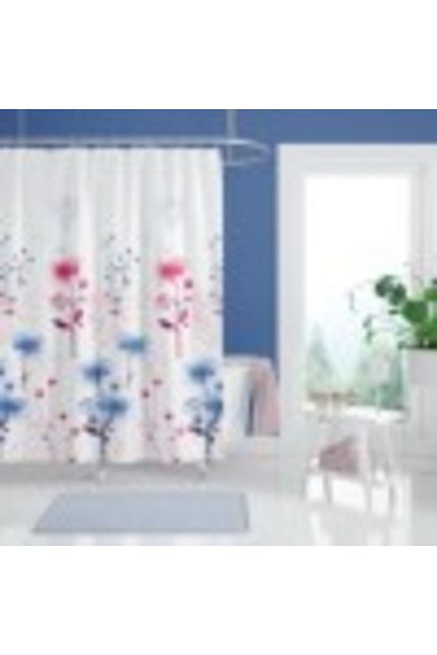 Tropikhome Shower Curtain with 12 Rings, 180x200cm, Floral (Jasione)