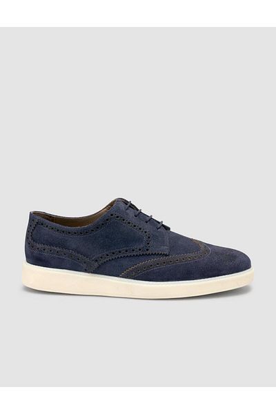 Cabani 100% Genuine Leather Suede Navy Blue Men's Casual Shoes
