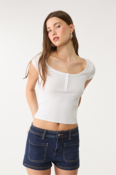 Stradivarius Mikro denim şort