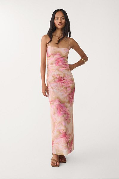 Stradivarius Printed tulle midi dress