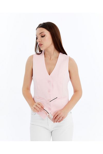 FEMİNEER.com Women's Body-Fitting Short Woven Vest