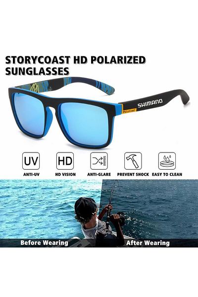 Shimano Ochelari de soare polarizați Shimano, 400 UV pentru ciclism, pescuit, condus sau activități în aer liber, albastru oceanic