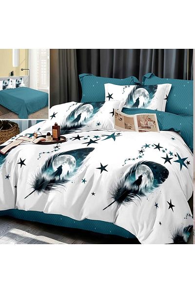 NufJoy Double bed linen Finet Gros Cotton 6 pieces, bed sheet 220x240 cm
