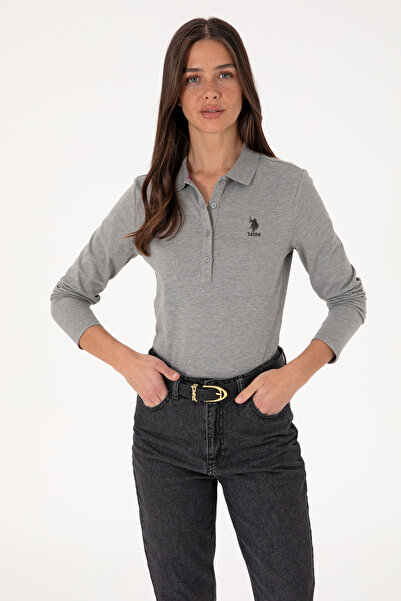 U.S. Polo Assn. Women's Gray Melange Basic Sweatshirt 50289541-Vr086