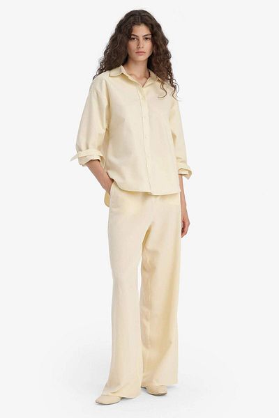 DeFacto Wide Leg Pocket High Waist Standard Length Linen Blended Pants F5024Ax25Sp