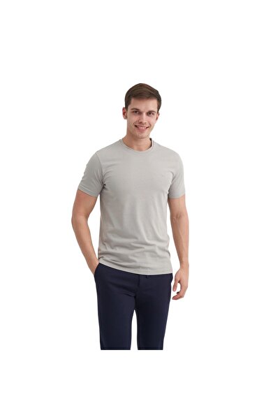 Cazador Ανδρικό μπλουζάκι Slim Fit με λαιμόκοψη ποδηλάτου, βαμβακερό, απλό 4623