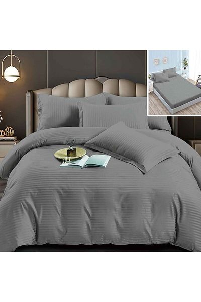 NufJoy Double bed linen DAMASK 6 pieces, Fitted sheet for mattress 160x200 cm or 180x200 cm