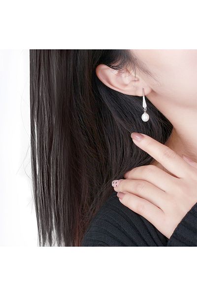 delis Cercei argint 925, JW1564, model perla, placati cu rodiu