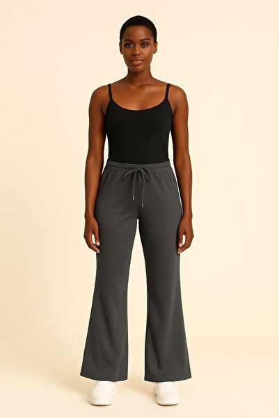 DÜVEN Anthracite Kadın Bol Paça Eşofman Altı