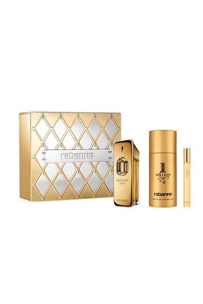Paco Rabanne Million Gold Gift Set, Intense Eau De Parfum, 100 ml Deodorant 150 ml Mini 10 ml