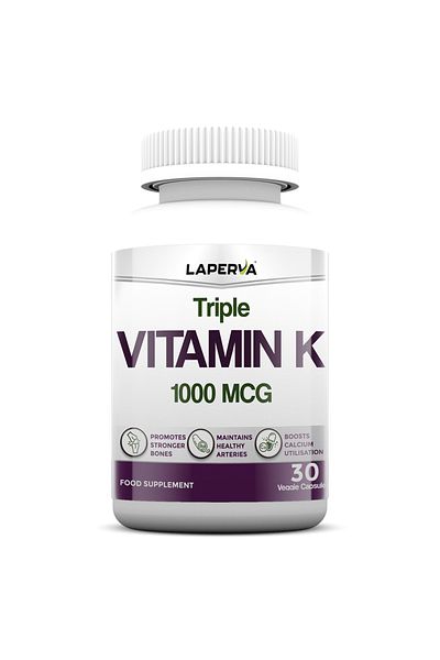 Laperva Triple Vitamin K, 30 Veggie Capsules, Supports Stronger Bones, Maintains Healthy Arteries