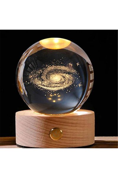 BaoBao 3D Crystal Globe Night Light with Galaxy, 6cm, warm ambient light