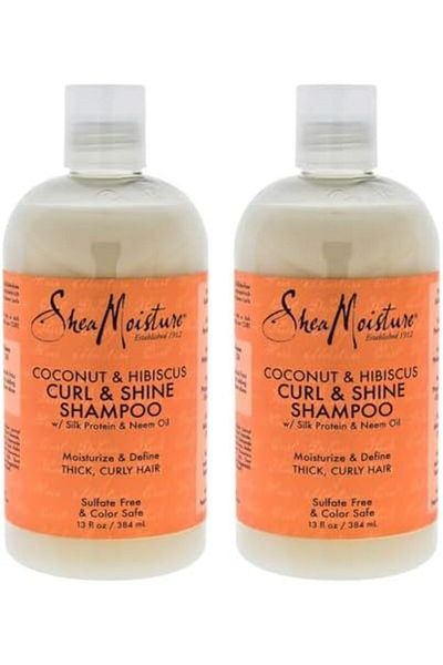 Shea Moisture Coconut & Hibiscus Curl & Shine Shampoo For Unisex, 13 Oz. Shampoo (Pack of 2)