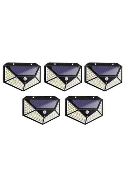 HOZRO Set 5 Lămpi Solare HOZRO, SH 100, 100 LED-uri, Lumină 1000 Lumeni, Senzor de Mișcare și Lumină, Reîncărcabile