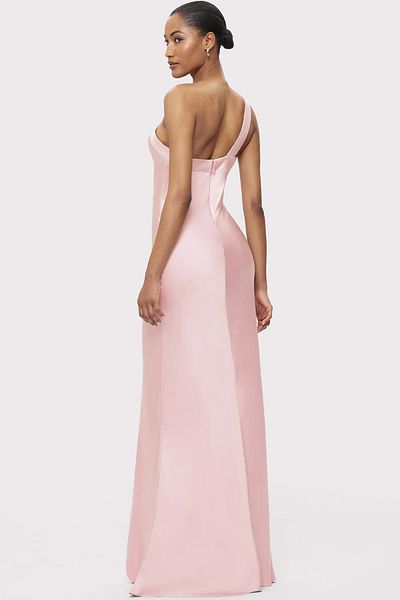 Herve Leger Rochie asimetrică din satin diagonal - - 8, Negru
