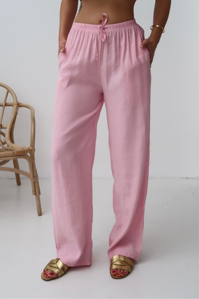 Paw Garage Γυναικείο παντελόνι Elowen με λεπτή ζώνη, χάντρες, κορδόνια, φαρδι...