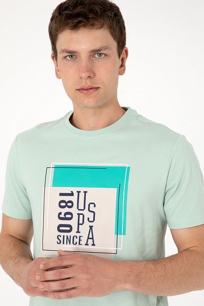 U.S. Polo Assn. Men's Regular Fit Crew Neck Water Green T-Shirt 50306880-Vr048