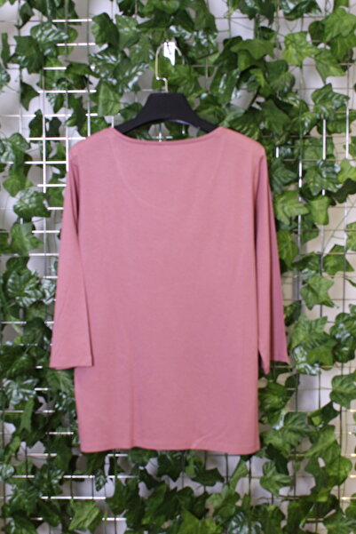 YXL COLLECTION Γυναικεία μπλούζα με μοτίβο λεοπάρ με πέτρα μεγάλου μεγέθους Lycra με μανίκια τριών τετάρτων (4 εποχών) Mother T-shirt - Gülkurusu