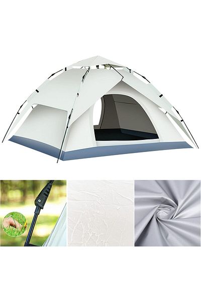 fulina 3-4 Person Outdoor Camping Tent, Automatic Pop Up ,Easy Instant ,for Beach, Hiking, Camping,Beige