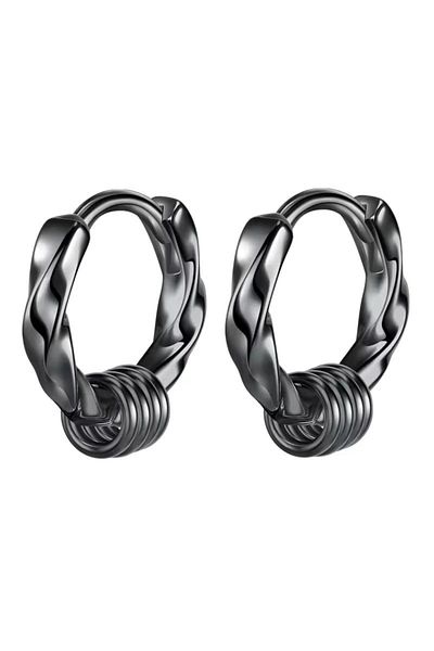 delis 925 silver earrings, JW1428, classic circle pattern, black gold plated