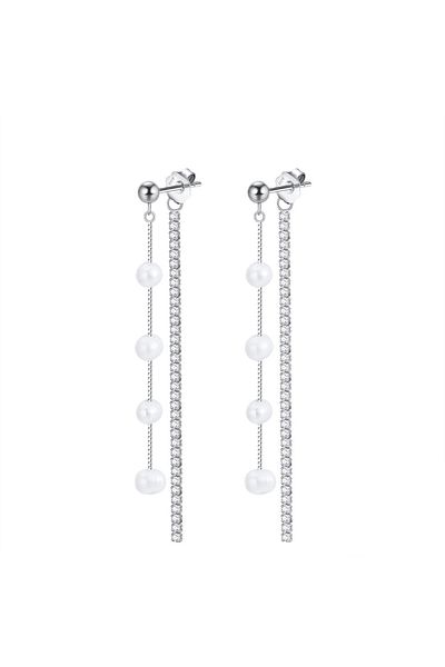 delis Cercei lungi argint 925, JW1568, model perla, placati cu rodiu