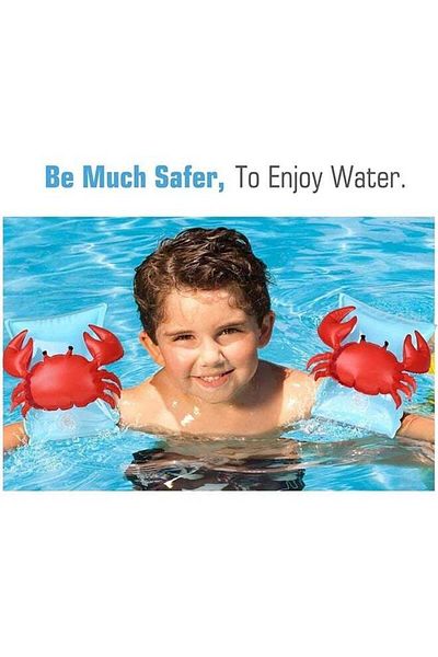 fulina 2Pcs Inflatable Swimming Armbands for Kids,Crab,Custom Designed for Kids at the Age of 3-6 Year,Blue