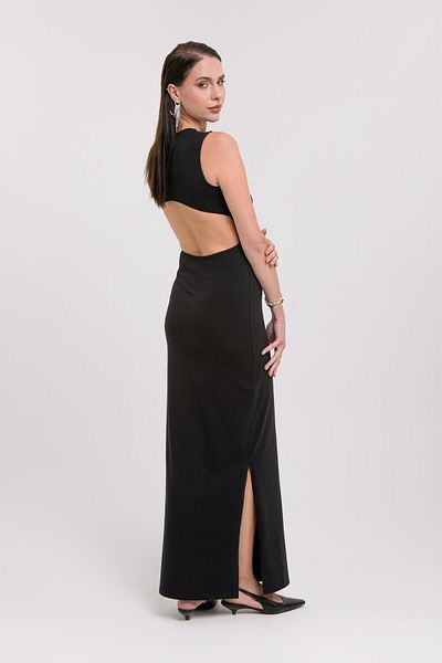 AFLOOW Women's Black Backless Side Slit Maxi Dress - the Bold Side of Elegance