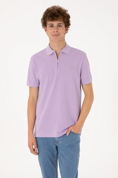 U.S. Polo Assn. Men's Regular Fit Zippered Lilac T-Shirt 50306836-Vr034