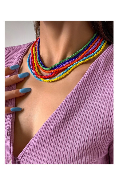 YONGA'S BOUTİQUE 2 قطعة قلادة من الخرز الرملي الملون