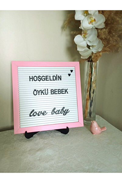 fikirstore Pembe Çerçeveli Siyah Harfli Mesaj Panosu (25X25 CM)