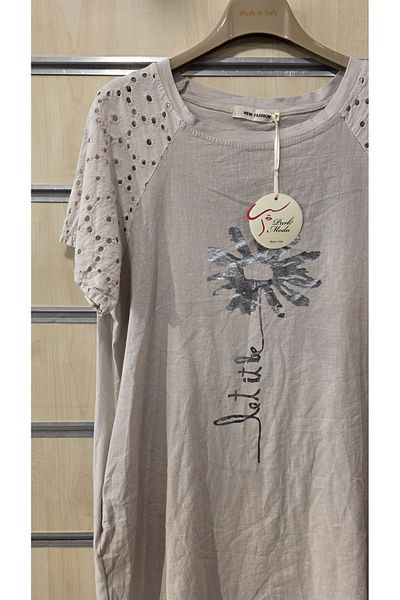 Park Moda Λινό καλοκαιρινό φόρεμα με λεπτομέρεια με μανίκια