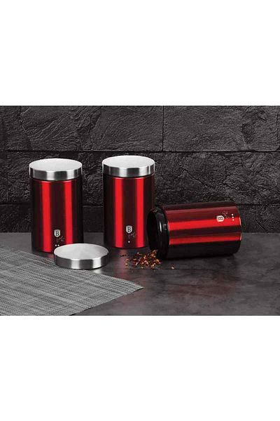 Berlinger Haus Set of 3 Burgundy Metallic Line Food Containers